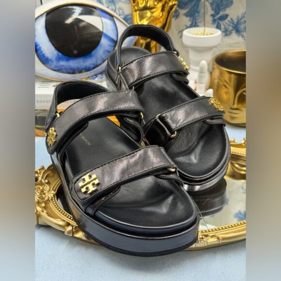 🆕 TORY BURCH 🧿 NWOB Kira Sport Sandal, Black Leather Dad Sandal - Sz 6.5 US - Picture 6 of 13